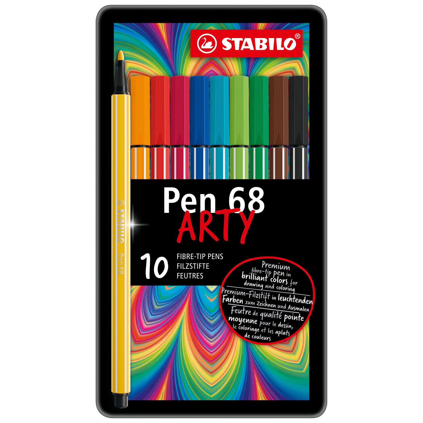 Stabilo - Pennarello Penna 68/10 Arty latta media assortita da 10 pezzi