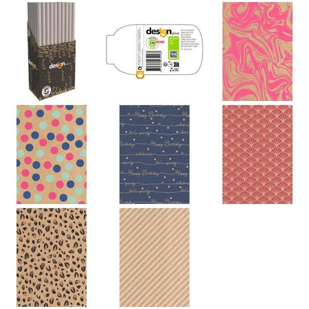IG Design - Geschenkpapier IG Group Bedrucktes Kraftpapier 200x70cm sortiert