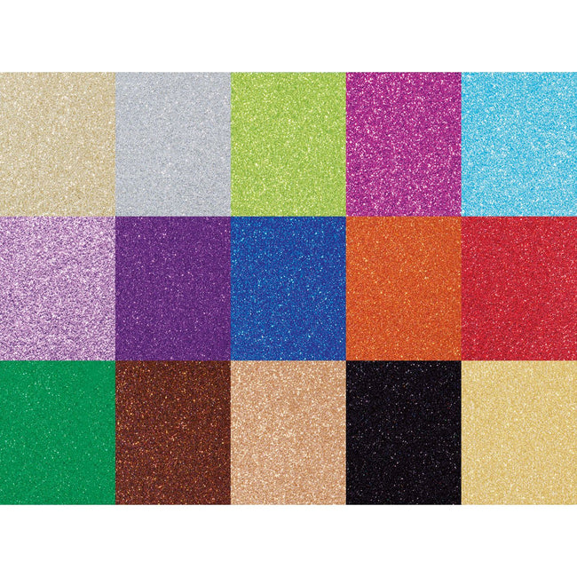 Folia Paper - Glitter cardboard Folia 50x70cm 300gr 15 sheets 15 colors