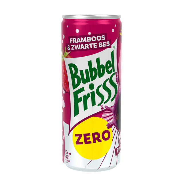 Dubbelfrisss - Dubbelfrisss Bubbelfrisss Framboos Zwarte Bes Zero 25 cl, pak van 12 stuks