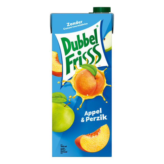 Dubbelfrisss - Dubbelfrisss Appel Perzik 1,5 l, pak van 8 stuks