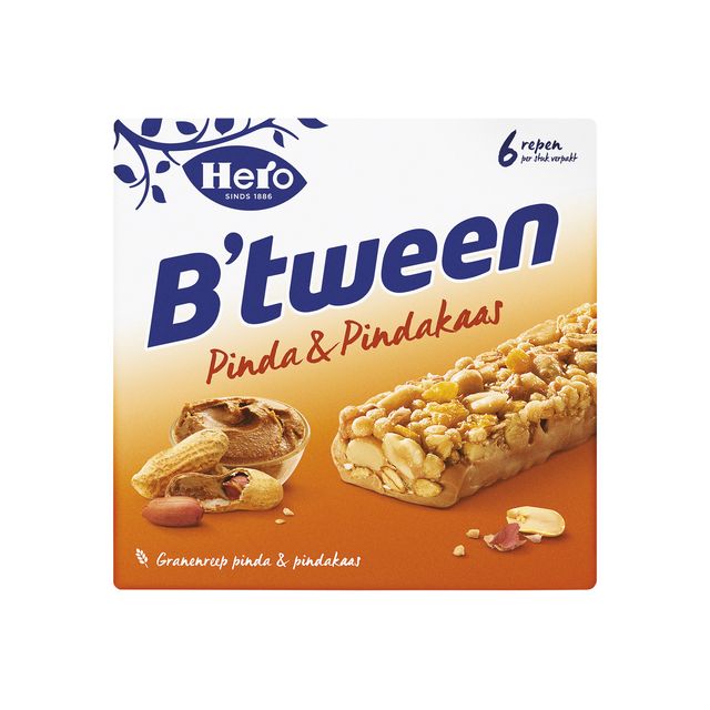 Hero - Snack B'tween burro di arachidi confezione da 6 barrette da 25gr