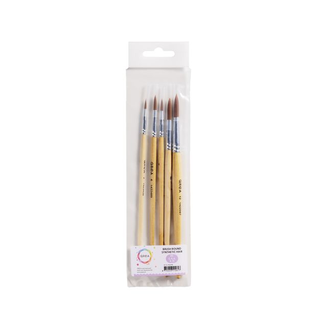 Qrea - Synthetic hair brush set of 5 widths