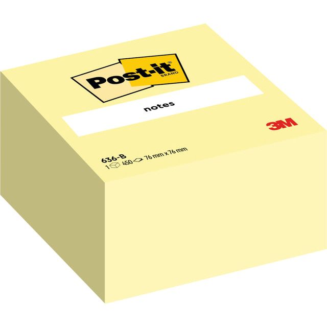 Post-it-MemoBlok 3M Post-It 636 76x76mm Würfel gelb | Stück ein 450 Blatt