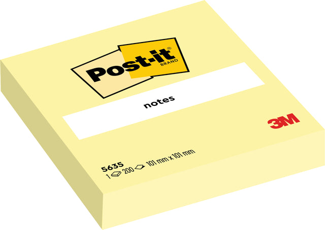 Post-it-memoklok 3m Post-it 563 101x101mm jaune | Morceau de 200 feuilles