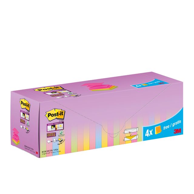 Post-it - Memo pad 3m z-note r330 ss 76x76mm assorted | 6 pieces