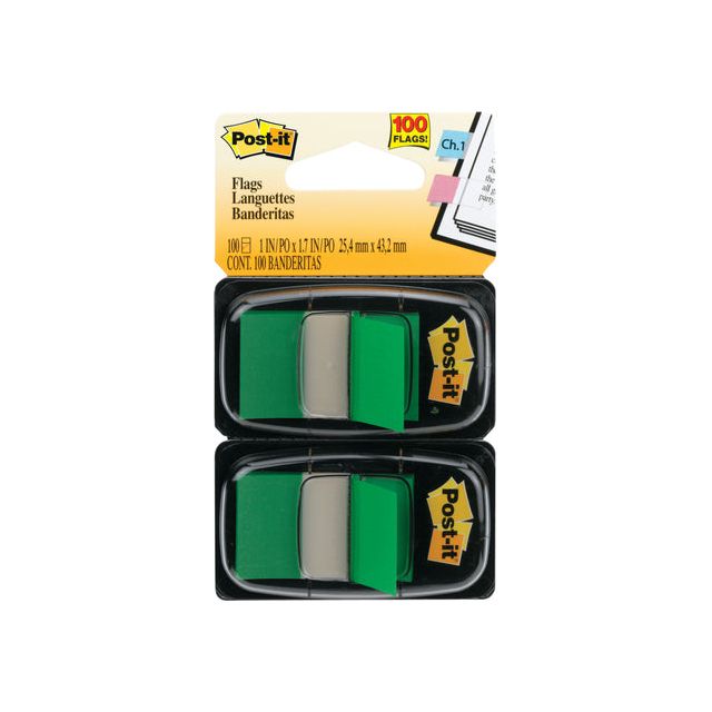 Post-it - index standaard, ft 24,4 x 43,2 mm, houder met 2 x 50 tabs, groen