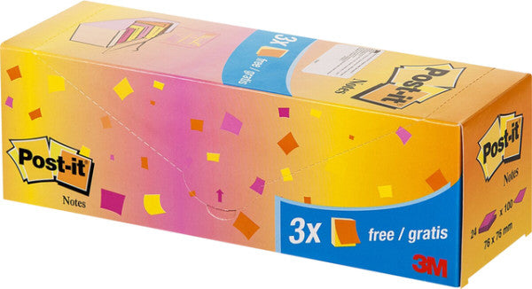 Post-it - Notizblock 654 76x76mm Neon sortiert 21 + 3 gratis