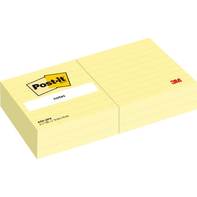 Post-it - Memoblok 3m post-it 630 76x76 mm lijn geel