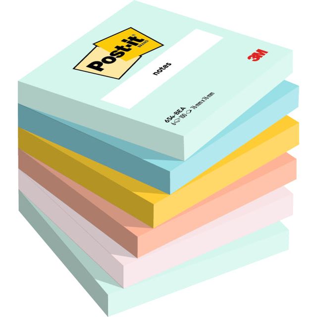 Post-it-Memolok 3M Post-It 654 76x76mm Couleur en bordure de plage | Pak un 6 pièces | 12 pièces