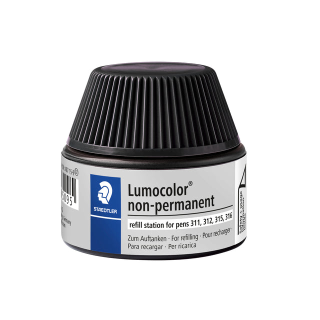 Staedtler - Filzstiftmine Lumocolor non-permanent 15ml schwarz | 4 Stück