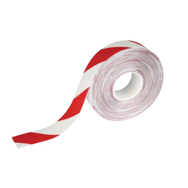 Durable - Señalización de suelo DURALINE 50mmx30m rojo-blanco