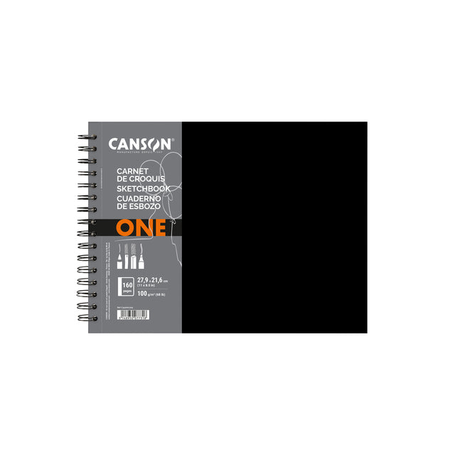 Canson - Sketchbook Art Book One encuadernado en espiral 160 hojas 100gr 279x216mm blanco | 6 piezas