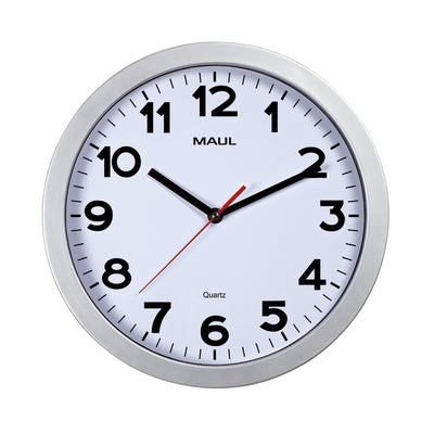 Maul -  Wandklok  step quartz ø30x5cm kunstst zil/wit