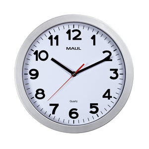 Maul -  Wandklok  step quartz ø30x5cm kunstst zil/wit
