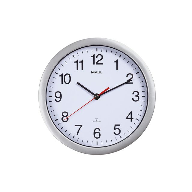 Maul - Reloj de pared Run RC Ø25x5cm plástico plateado/blanco incl. batería