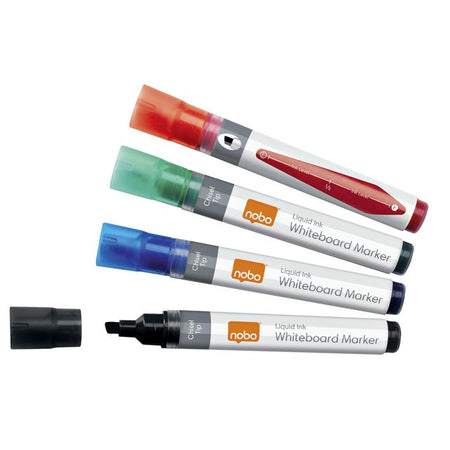 Nobo -  1915386 markeerstift 10 stuk(s) Beitelvormige punt Zwart, Blauw, Groen, Rood