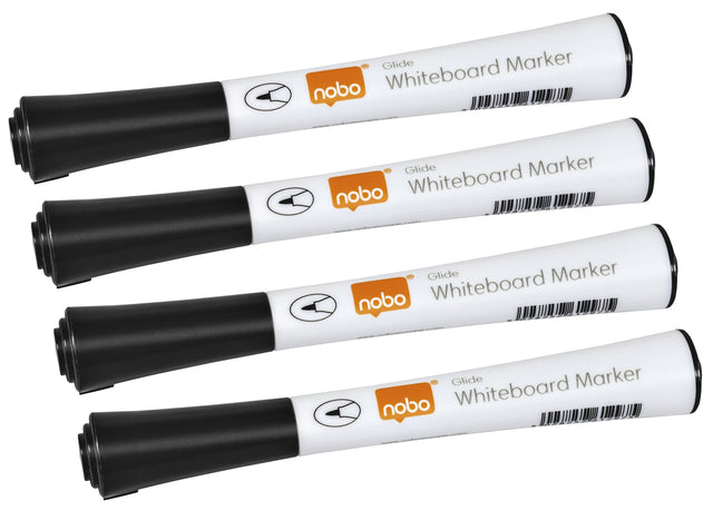 Nobo - Filz -Tip Stift Nobo Whiteboard Glide fein 1mm schwarz | Schnappen Sie sich ein 4 -Stück