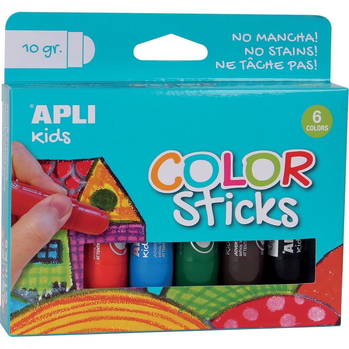 Apli -  Kids plakkaatverf Color sticks, blister met 6 stuks