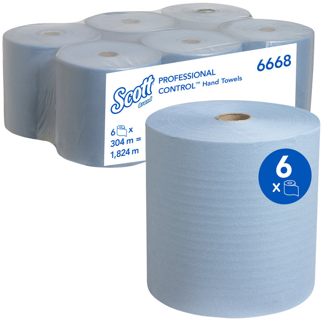 Scott - Handtuchrolle 6668 1LAAGS 304M Blau | Packung mit 6 Rollen