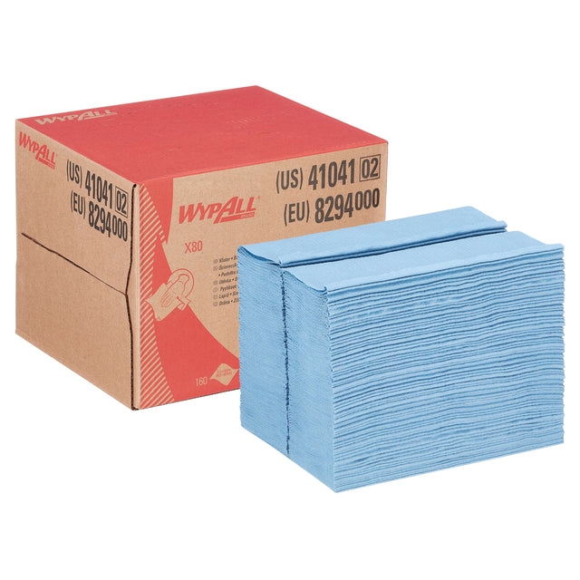 WYPALL - Nettoyage du tissu 8294 x80 PowerClean 1 -lgs bleu | Box une feuille de 160