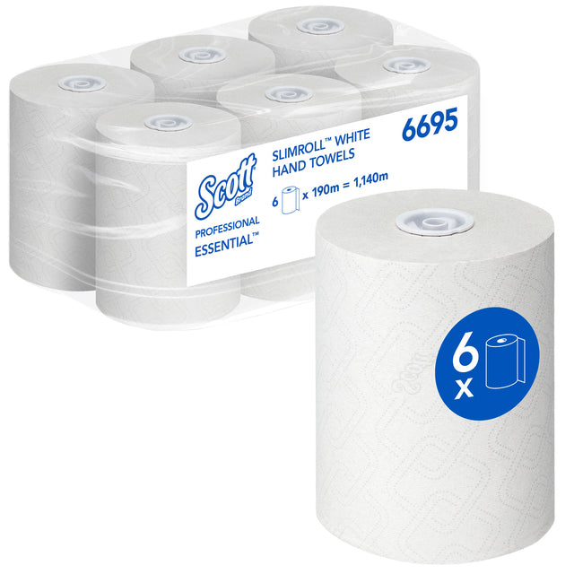 Scott - Handtuchrolle 6695 Es. Smartr. 1LGS 190m Weiß | Packung mit 6 Rollen