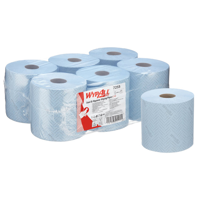 Wypall - Rouleau de nettoyage 7255 L10 1 -LGS 304M 800 -l-(Bleu | Paquet de 6 rouleaux