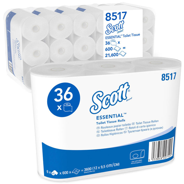 Scott - papier toilette 8517 ESS. 2 couches 600 peau blanc | Paquet de 36 rouleaux