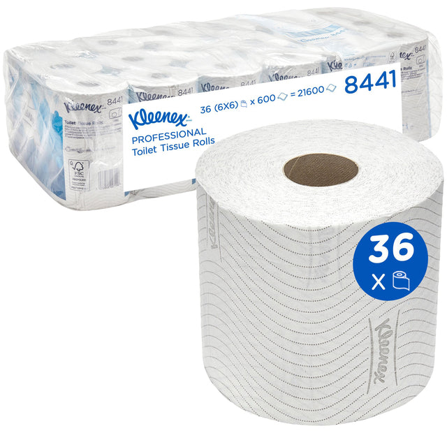 Kleenex - Toilettenpapier Kleenex 8441 2 -laags 600vel Wit | Packung von 36 Rollen