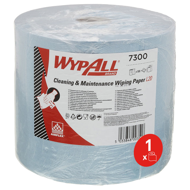 Wypall - Poetsrol 7300 L20 2 -LGS 190m 500 Skin Blue | Rouler une feuille de 500