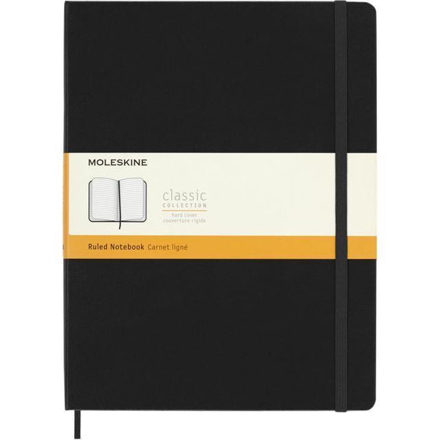 Moleskine - notitieboek, ft 19 x 25 cm, gelijnd, harde cover, 192 blad, zwart