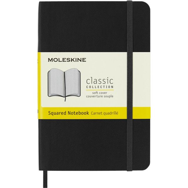 Moleskine - Funda para portátil 90x140mm diamante 5x5mm tapa blanda negro