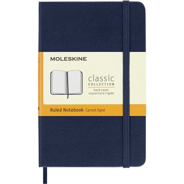 Moleskine - notitieboek, ft 9 x 14 cm, gelijnd, harde cover, 192 blad, saffier