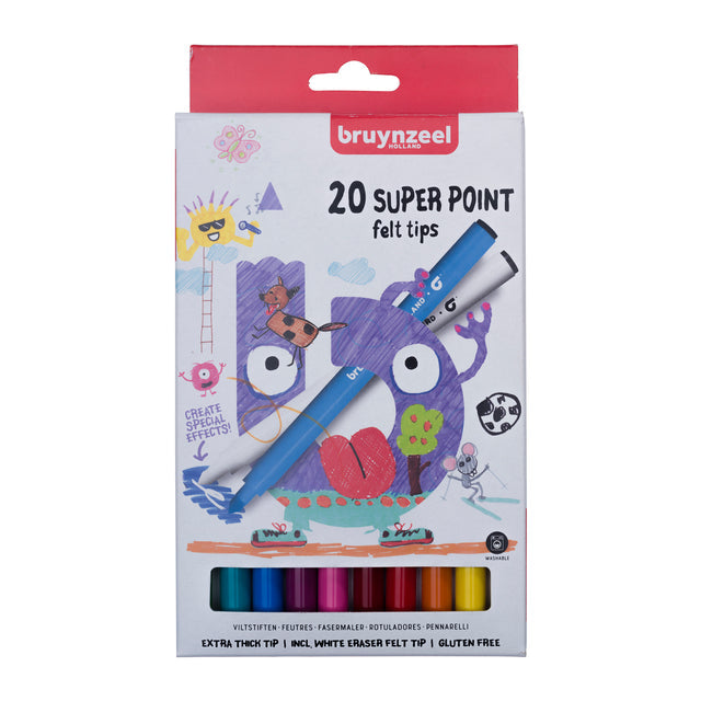 Bruynzeel - Viltstift bruynzeel super point set 20 kleuren | 6 stuks