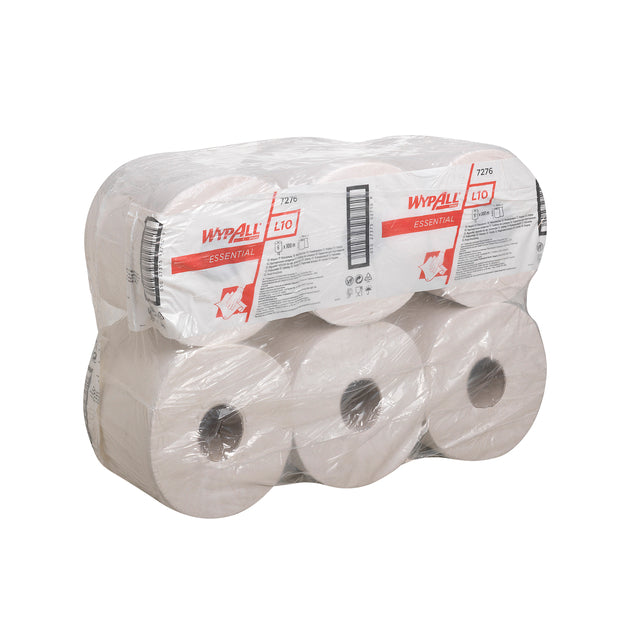 WYPALL - Poetsrol 7276 L10 1 -laags 300m weiß | Packung mit 6 Rollen