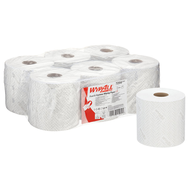 Wypall - Poetsrol 7256 L10 1 -LAAGS 304M 800vel Wit | Box a 6 rouleau