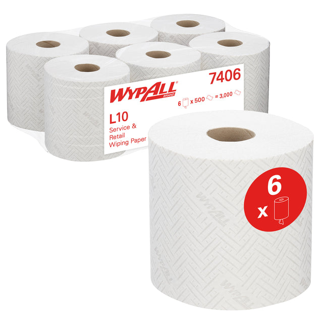 WypAll - Poetsrol 7406 l10 1-laags 190m 500vel wit