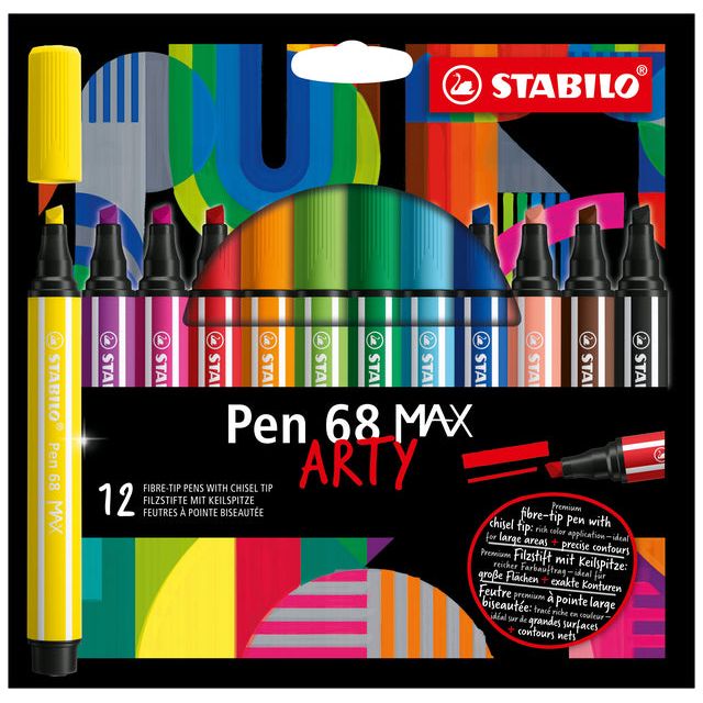 STABILO - pen 68 viltstift MAX ARTY, etui van 12 stuks, assorti