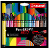 Stabilo - Filzstift Pen 68 /12 Max Arty, sortiert, Etui mit 12 Stück