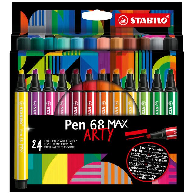 STABILO - pen 68 viltstift MAX ARTY, etui van 24 stuks, assorti