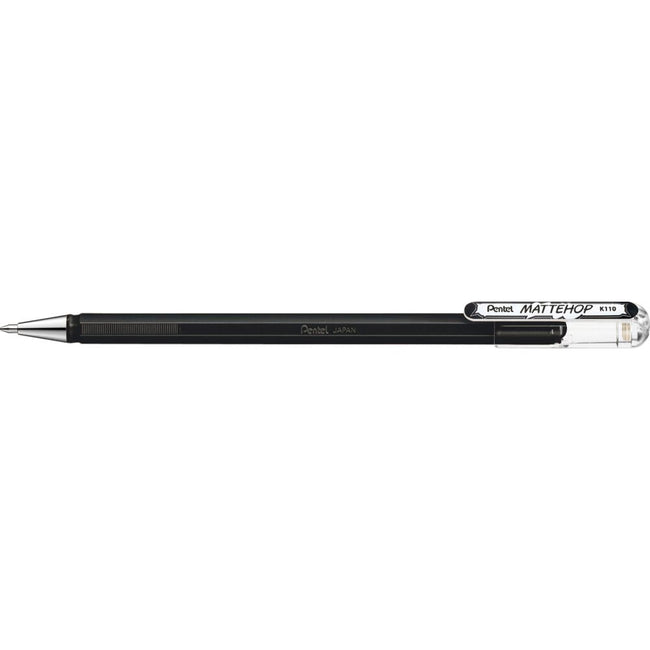 Pentel -  Gelschrijver  k110 mattehop m zwart | 12 stuks