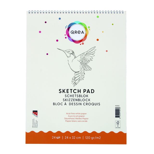 Qrea - Sketchpad 24x32 120gr spiral | 5 pieces