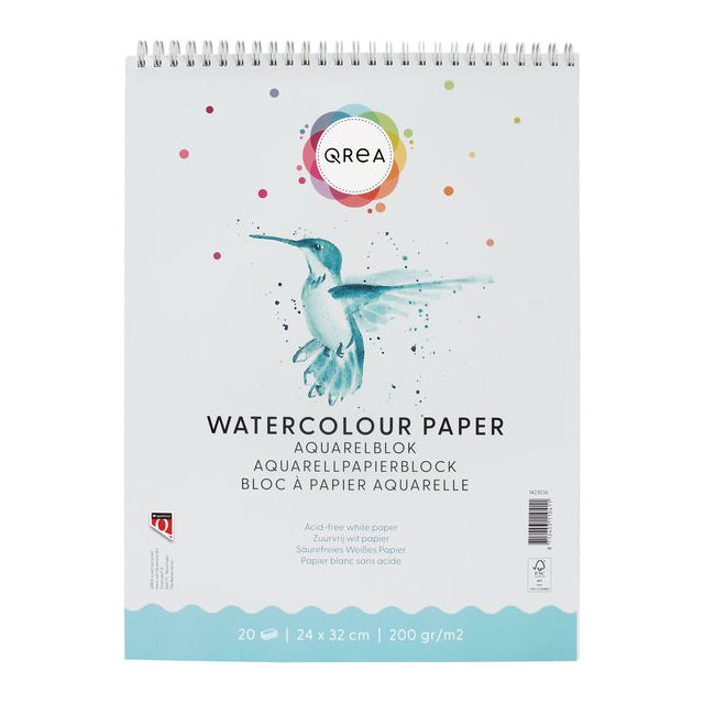 Qrea - AquareLblok 24x32 20vel 200gr Spirale | Morceau de 20 feuilles