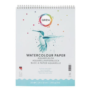 Qrea -  Aquarelblok 24x32 20vel 200gr spiraal
