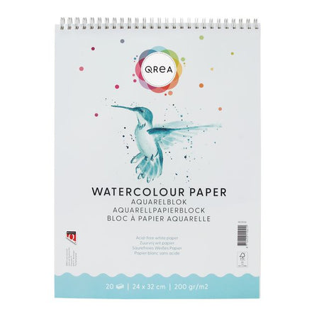 Qrea - Aquarellblock 24x32 20 Blatt 200gr Spirale | 5 Stück