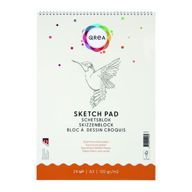 Qrea - Sketch Block A3 24 (Spirale 120gr delacée | Positez une feuille de 24