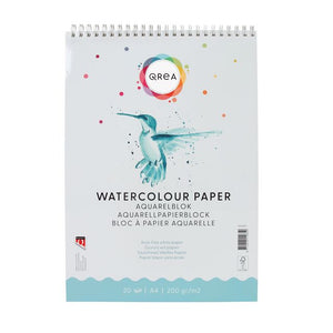 Qrea -  Aquarelblok a4 20vel 200gr spiraal | 5 stuks