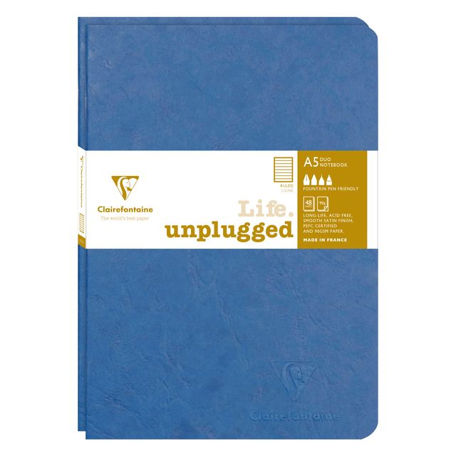 Clairefontaine - Cuaderno A5 línea 96 páginas 90gr precinto azul de 2 piezas