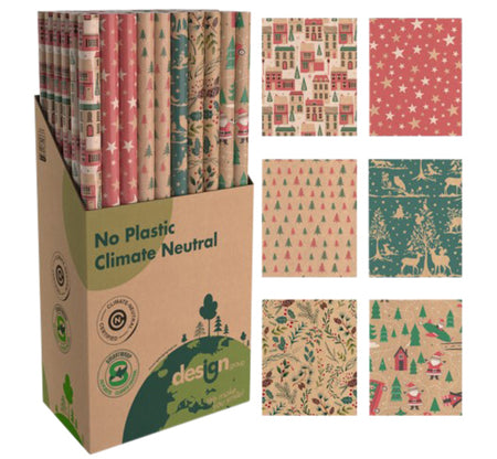 IG design -  Inpakpapier kerst kraft 200x70cm assorti