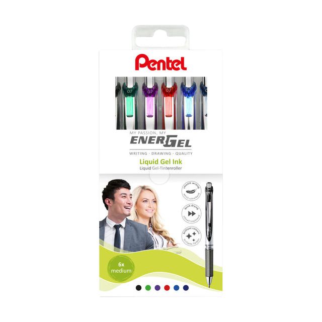 Pentel - Gelschrijver pentel bl77 energel m 6st assorti